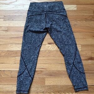 lululemon leggings womens sz 8 black white gray marble